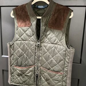 Polo Ralph Lauren quilted vest with suede details. Size Medium